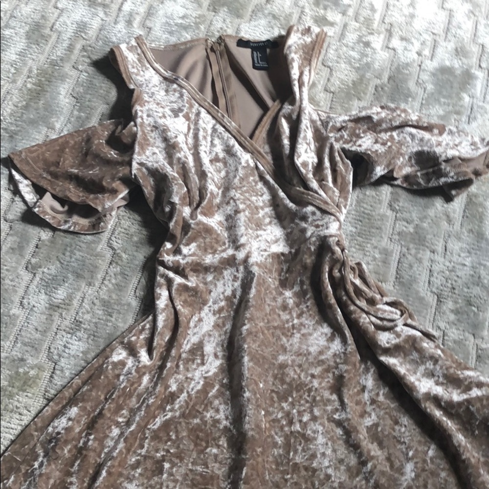 Beige Crushed Velvet Dress